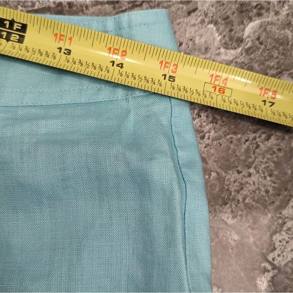 Liz Claiborne Audra Size 6 Linen Wide Leg Pants Beach Summer teal blue boho zip - Picture 6 of 10
